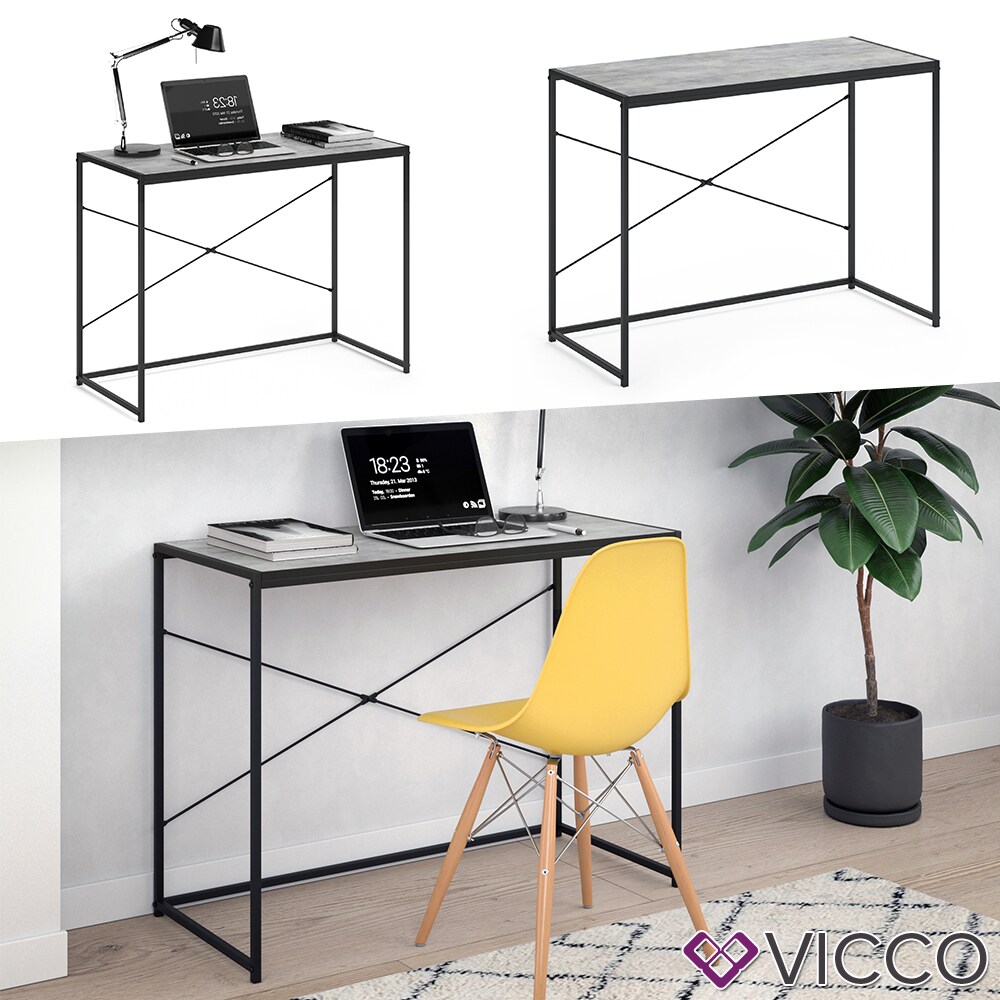 VICCO Loft Schreibtisch Fyrk B&uuml;rotisch Arbeitstisch PC Tisch Beton 100 x 45 