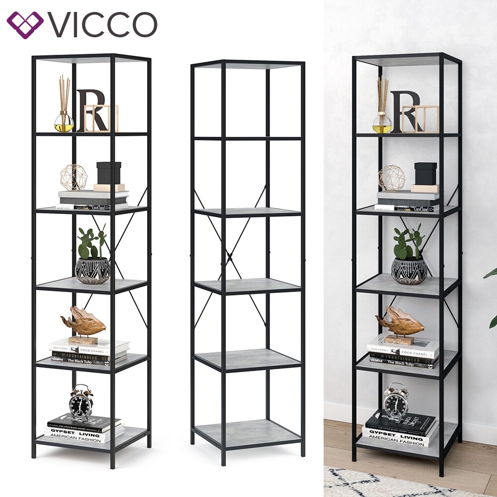 VICCO Loft Standregal Fyrk B&uuml;cherregal Wandregal Beton Regal 174x40x40 cm 