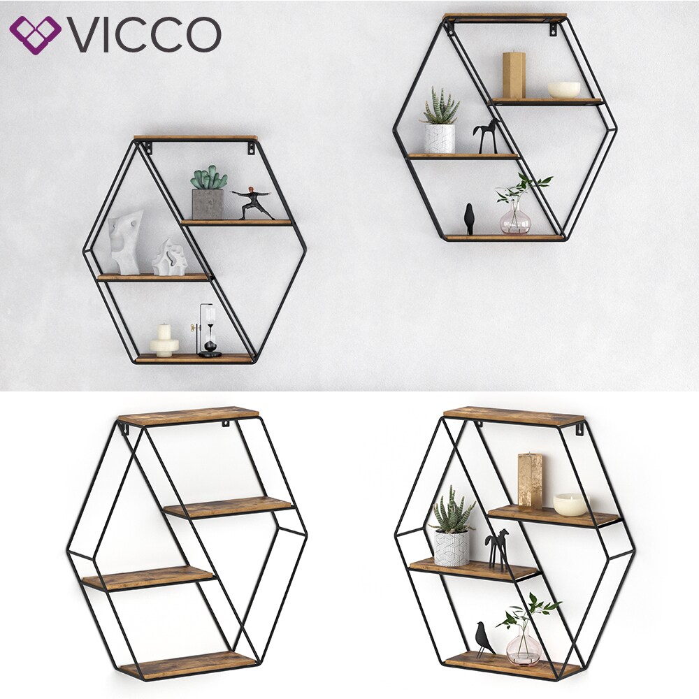 VICCO Loft Wandregal FYRK Gew&uuml;rzregal Industrial K&uuml;chenregal eckig B&uuml;cherregal 