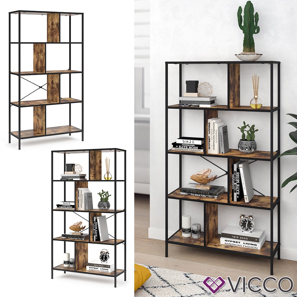 VICCO Loft B&uuml;cherregal FYRK Wandregal Standregal Aufbewahrung 146x80x30 Vintage 