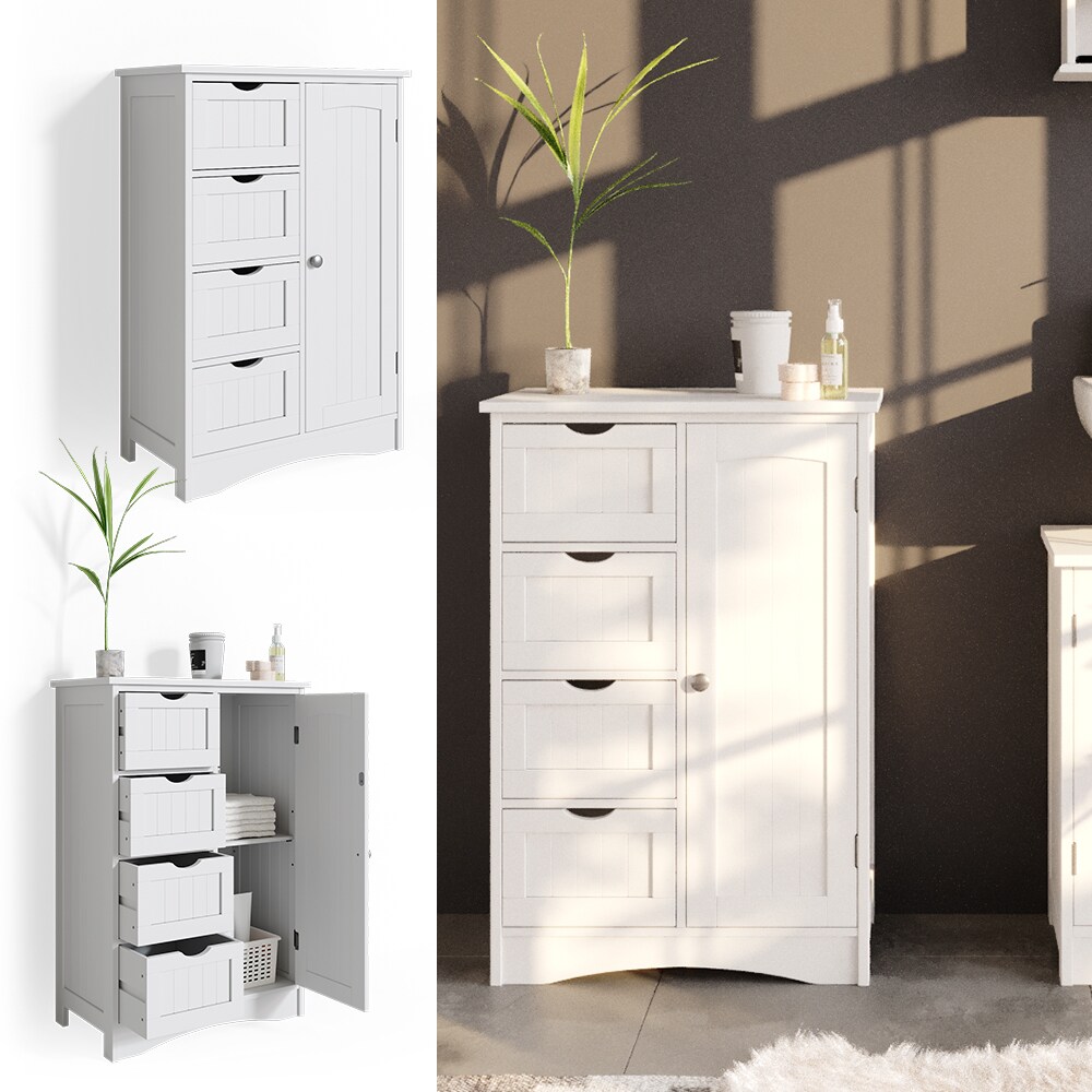 Vicco Badschrank Bianco Badregal mit 4 Schubladen 81x55x30cm Badm&ouml;bel wei&szlig; Sideboard Badezimmerschrank im Landhausstil 