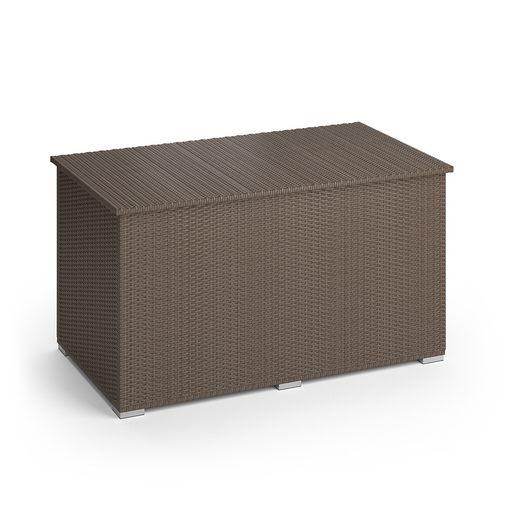 Oskar XXL Polyrattan Kissenbox 950L Auflagenbox Braun Gartenbox Gartentruhe 