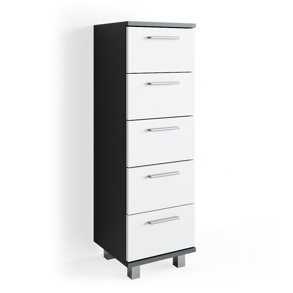 Midischrank ILIAS Bad BadschrankHochschrank Wei&szlig; Anthrazit 