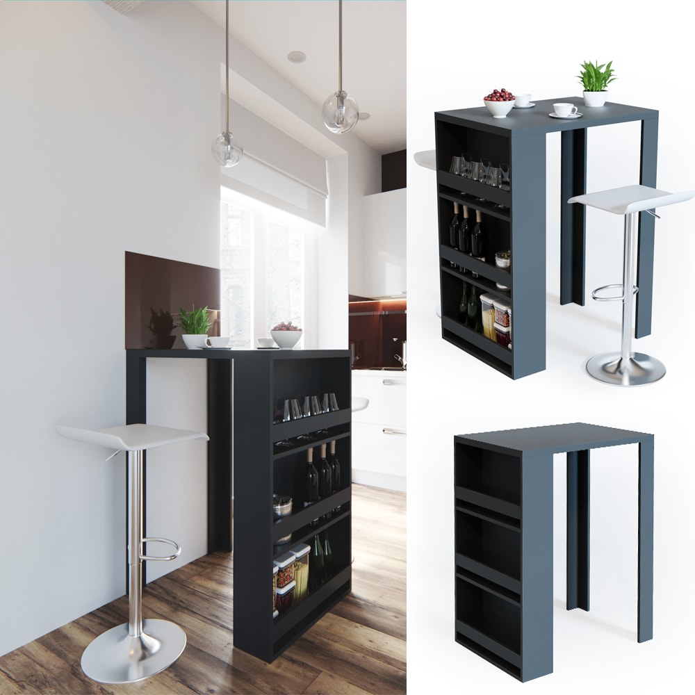 VICCO Bartisch Bar Tresen Anthrazit Bartresen Stehtisch Tisch Tresentisch Bistrotisch K&uuml;che 