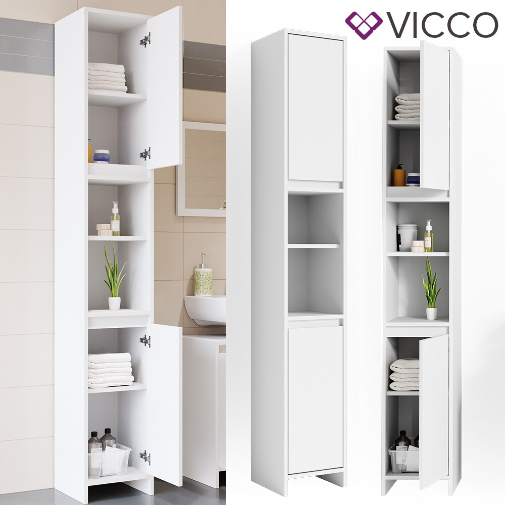 VICCO Badschrank EMMA Wei&szlig; Badezimmerschrank Hochschrank Badregal Schrank 