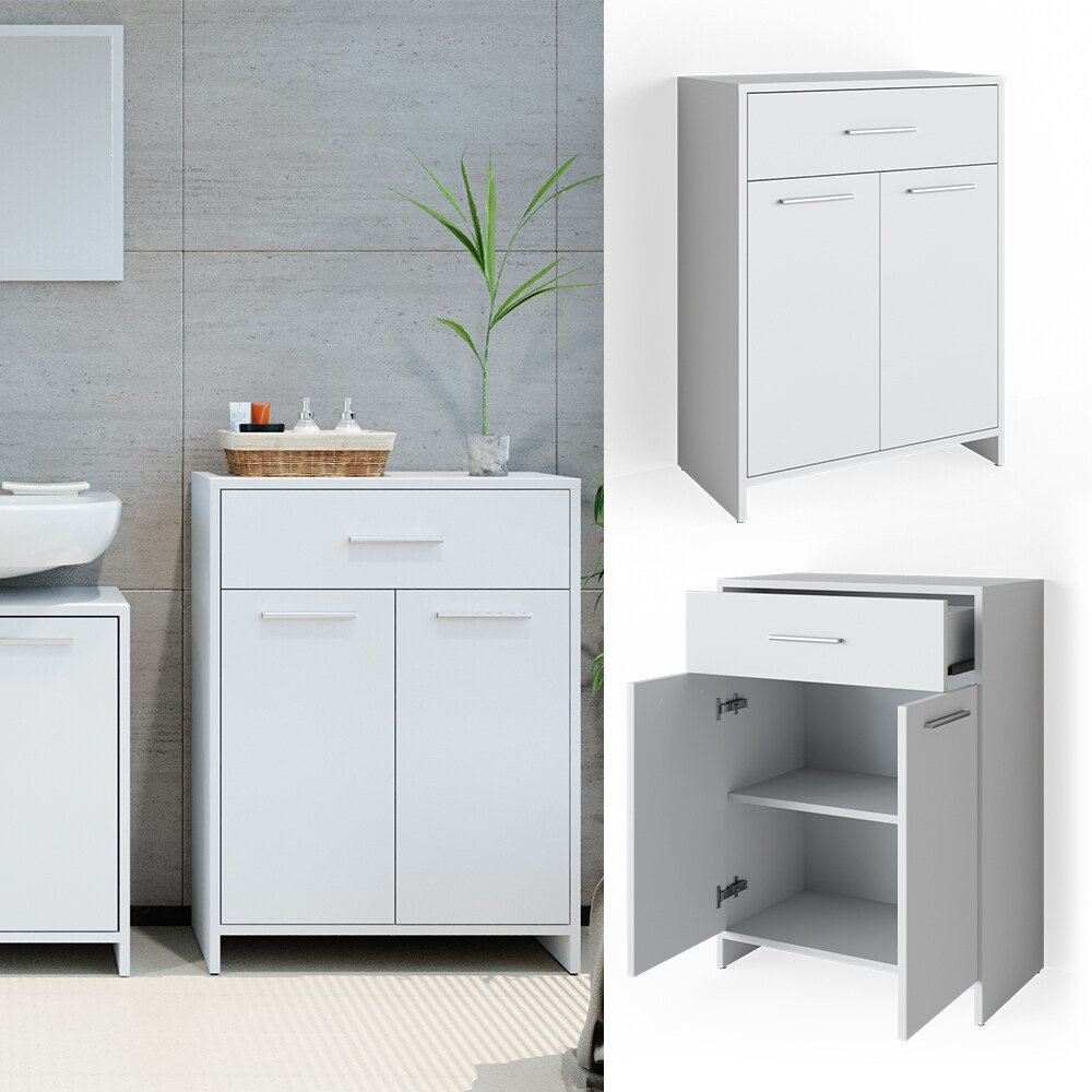 VICCO Badschrank KIKO 80 x 60 cm Wei&szlig; - Midischrank Bad Schrank Regal Badregal 