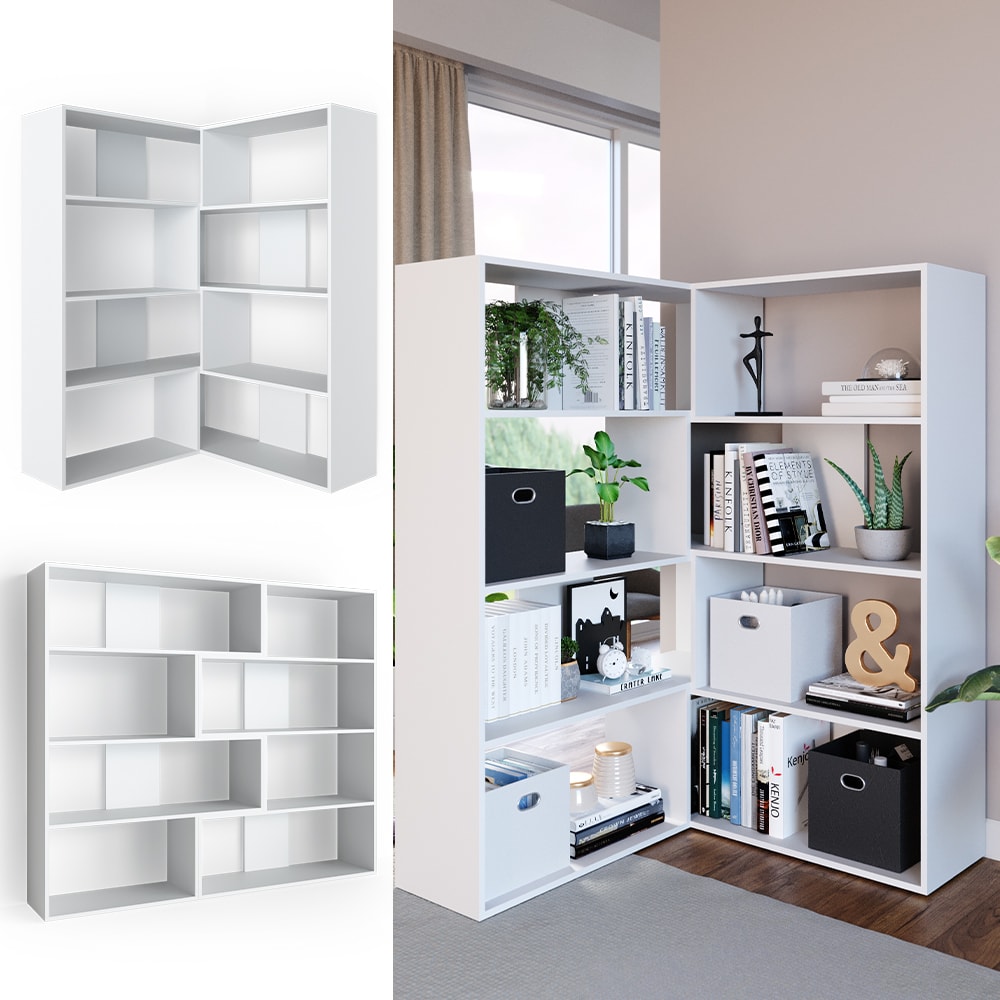 Vicco Eck-B&uuml;cherregal Laine Standregal wei&szlig; Raumteiler Eckregal Medienregal 