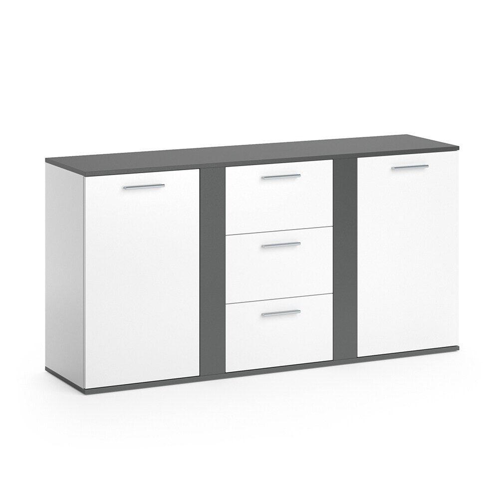 VICCO Sideboard NOVELLI Highboard wei&szlig; anthrazit Kommode Anrichte Schrank 2 T&uuml;ren 