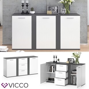 VICCO Sideboard NOVELLI Highboard weiß sonoma Kommode Anrichte Schrank 2 Türen 
