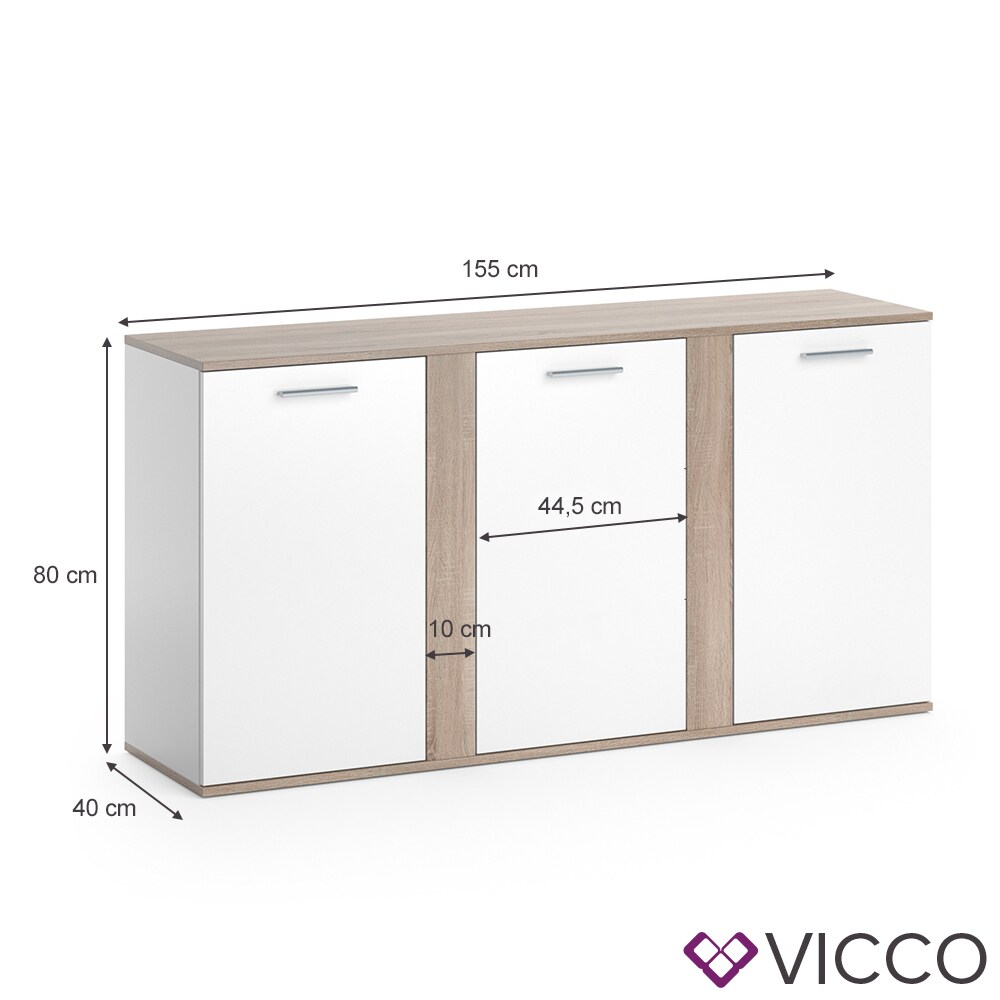 Vicco Sideboard Novelli, Anthracite/White, 155 x 80 cm with doors