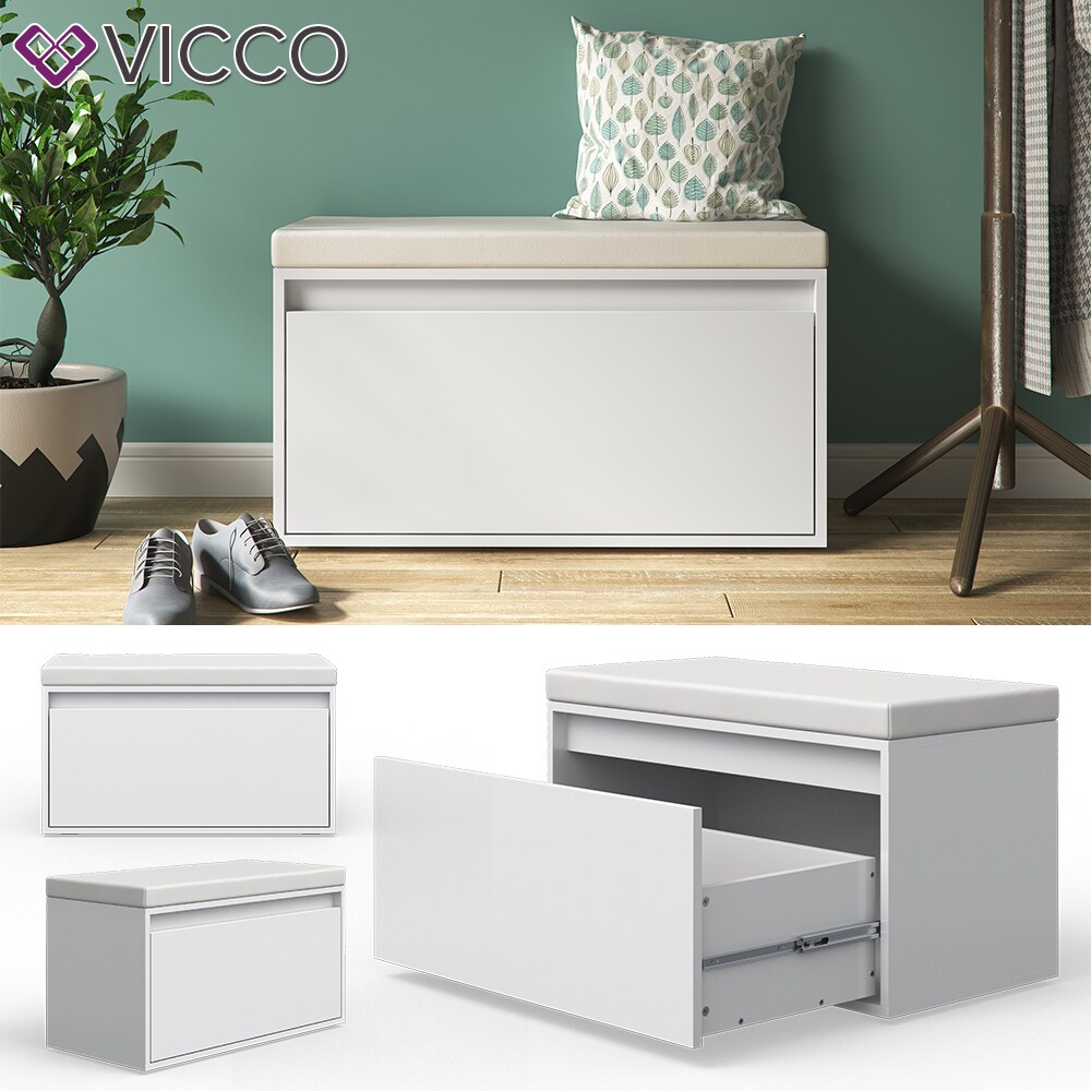 VICCO Sitzbank IKER Schuhbank wei&szlig; Schuhschrank Sitzfl&auml;che Stauraum Sitztruhe 