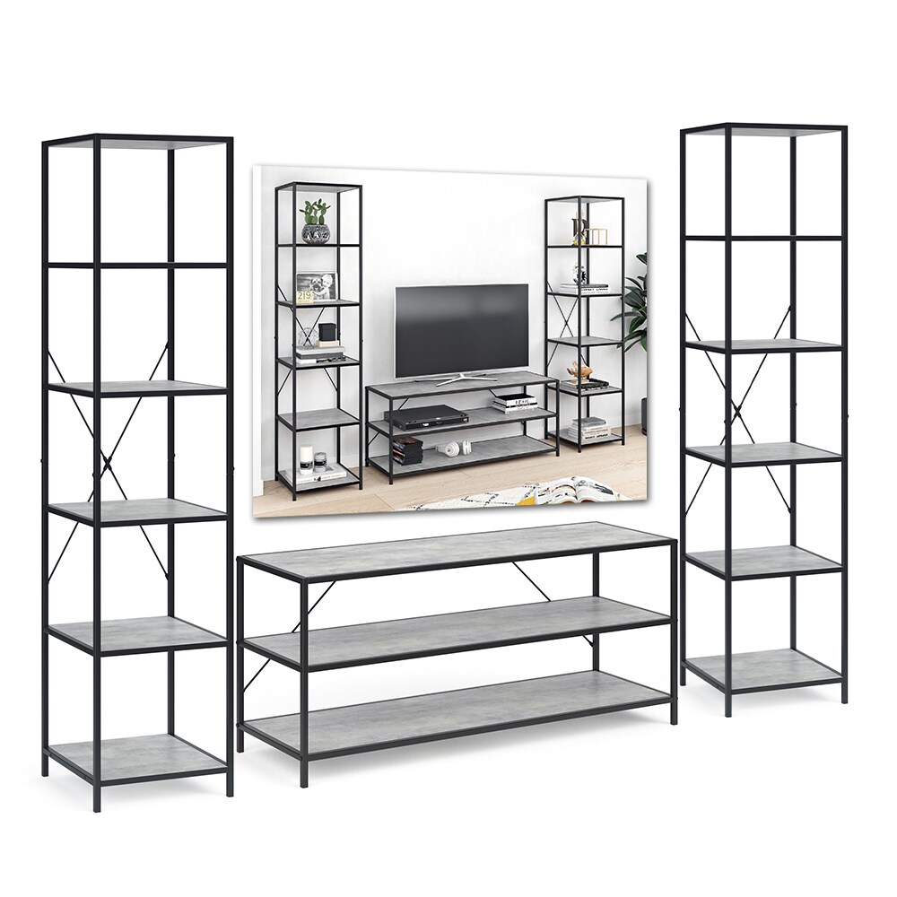 VICCO Loft Set Fyrk Standregal B&uuml;cherregal Fernsehtisch Sideboard Wandregal Holz 