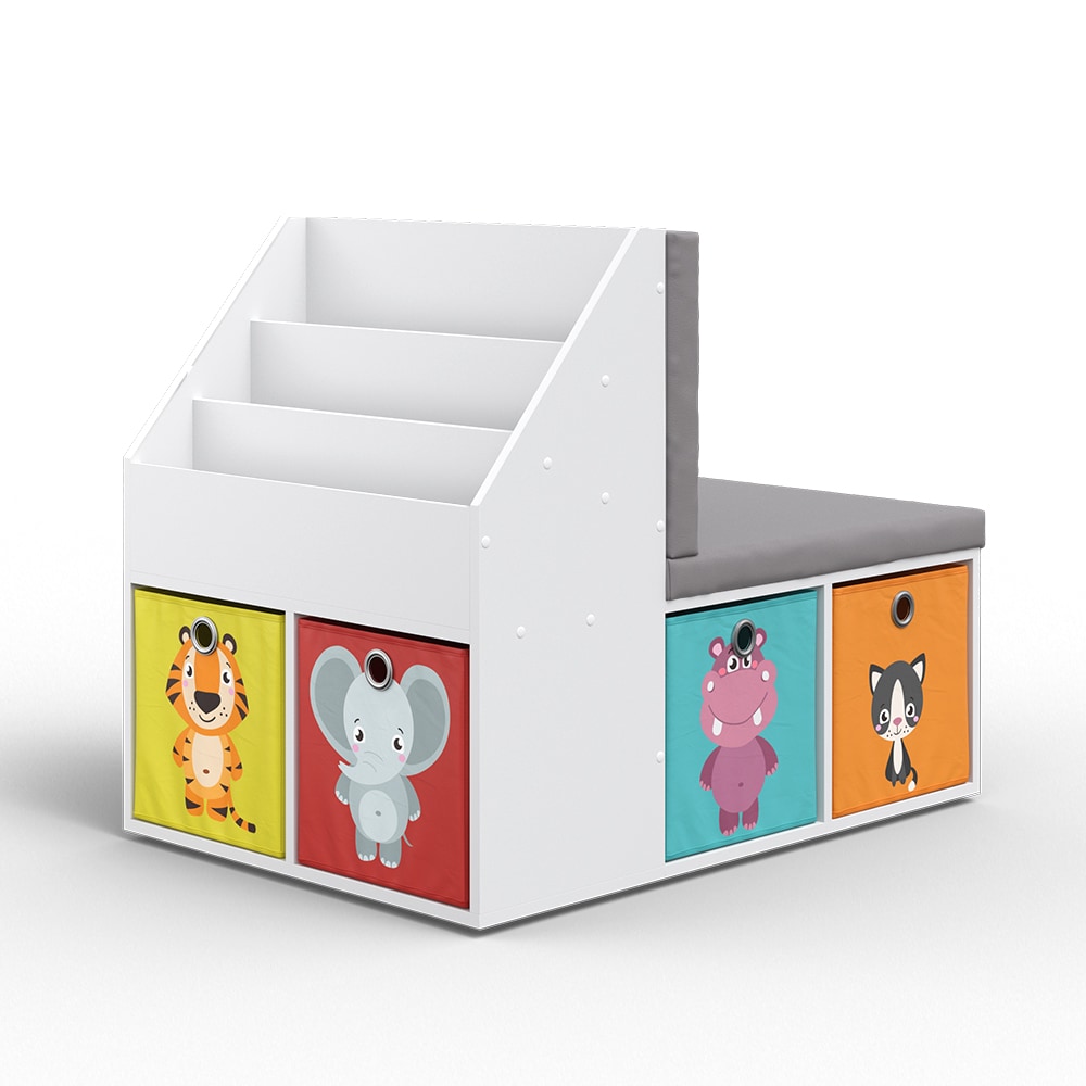 VICCO Kinderregal ONIX mit Sitzbank 6 Faltboxen Kindersitzbank Kinderzimmerregal 