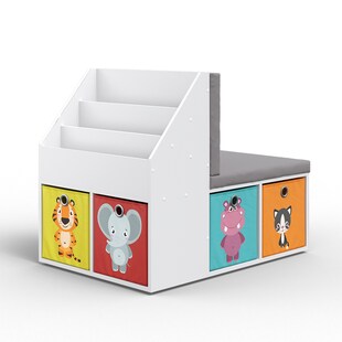 VICCO Kinderregal ONIX mit Sitzbank 6 Faltboxen Kindersitzbank Kinderzimmerregal 