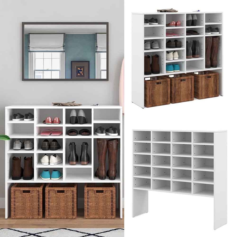 Vicco Schuhschrank Hermia Wei&szlig; - Schrank f&uuml;r 20 Paar Schuhe Schuhst&auml;nder Schuhablage Regal 