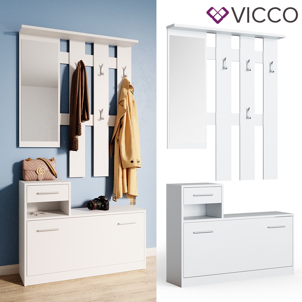 Vicco Flurgarderobe Set Billy wei&szlig; Garderobe Dielengarderobe Kompaktgarderobe 