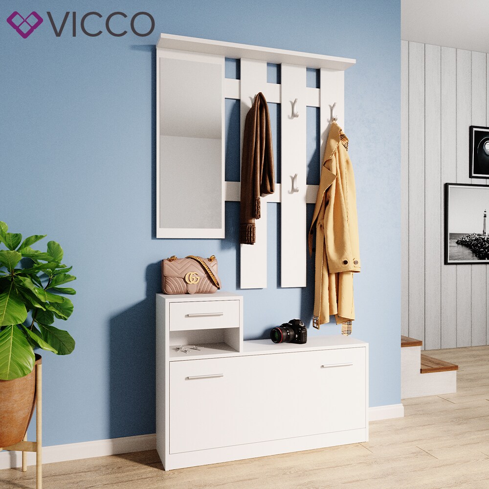 Vicco Garderobe Selena 4-teilig - Flurgarderobe Mit Bank & Spiegel