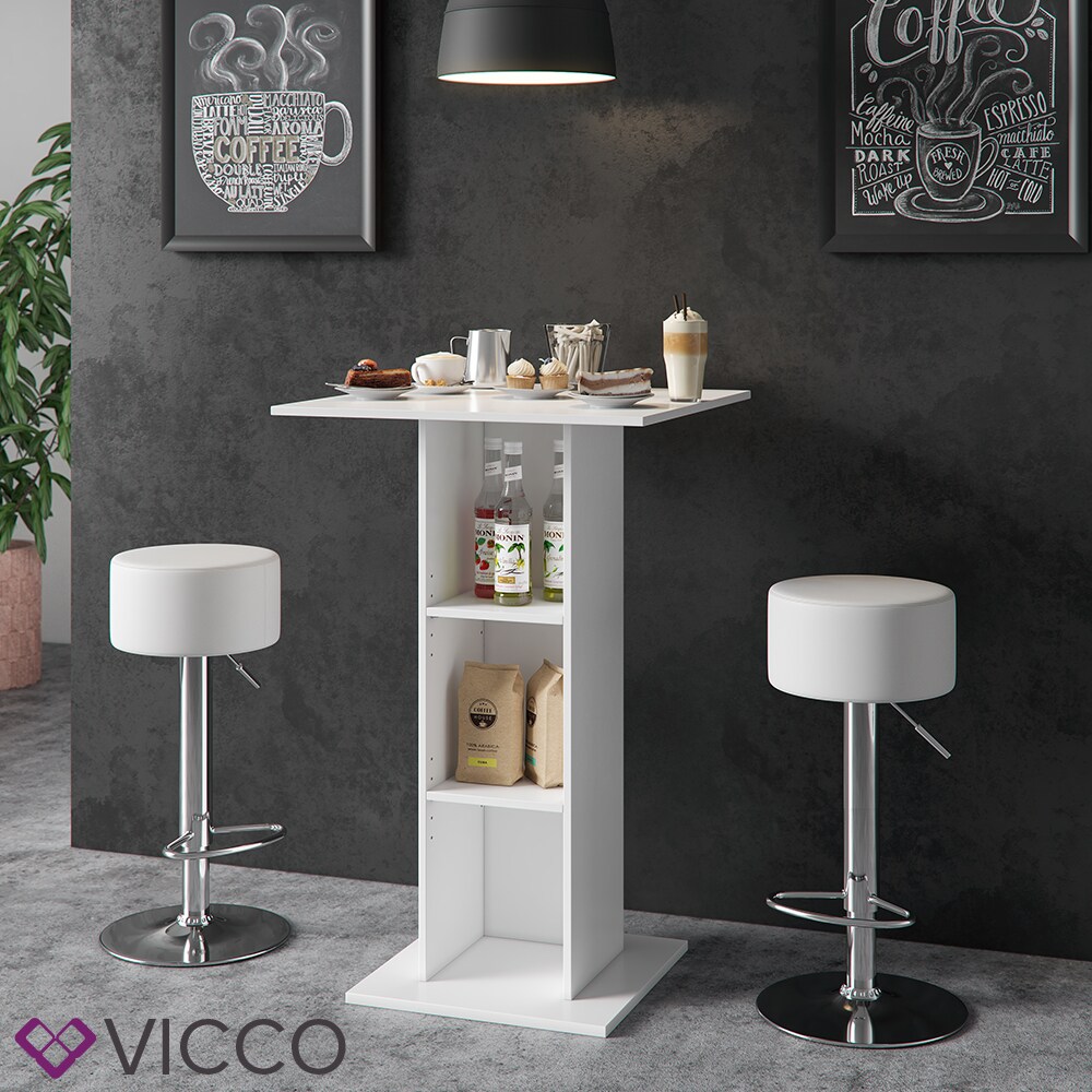 VICCO Bartisch Bar Weiß Beton Bartresen Stehtisch Tresentisch Bistrotisch Küche inkl. Barhocker
