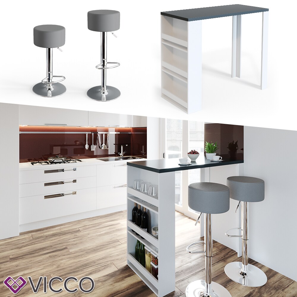 VICCO Bartisch Bartresen Stehtisch Tisch Tresentisch Bistrotisch Wei&szlig; Anthrazit 