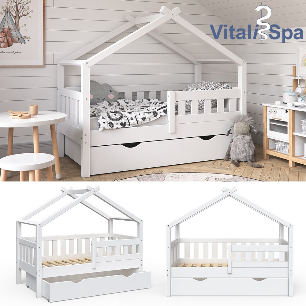 VitaliSpa Design Kinderbett 140x70 Babybett Jugendbett mit Schublade Lattenrost 