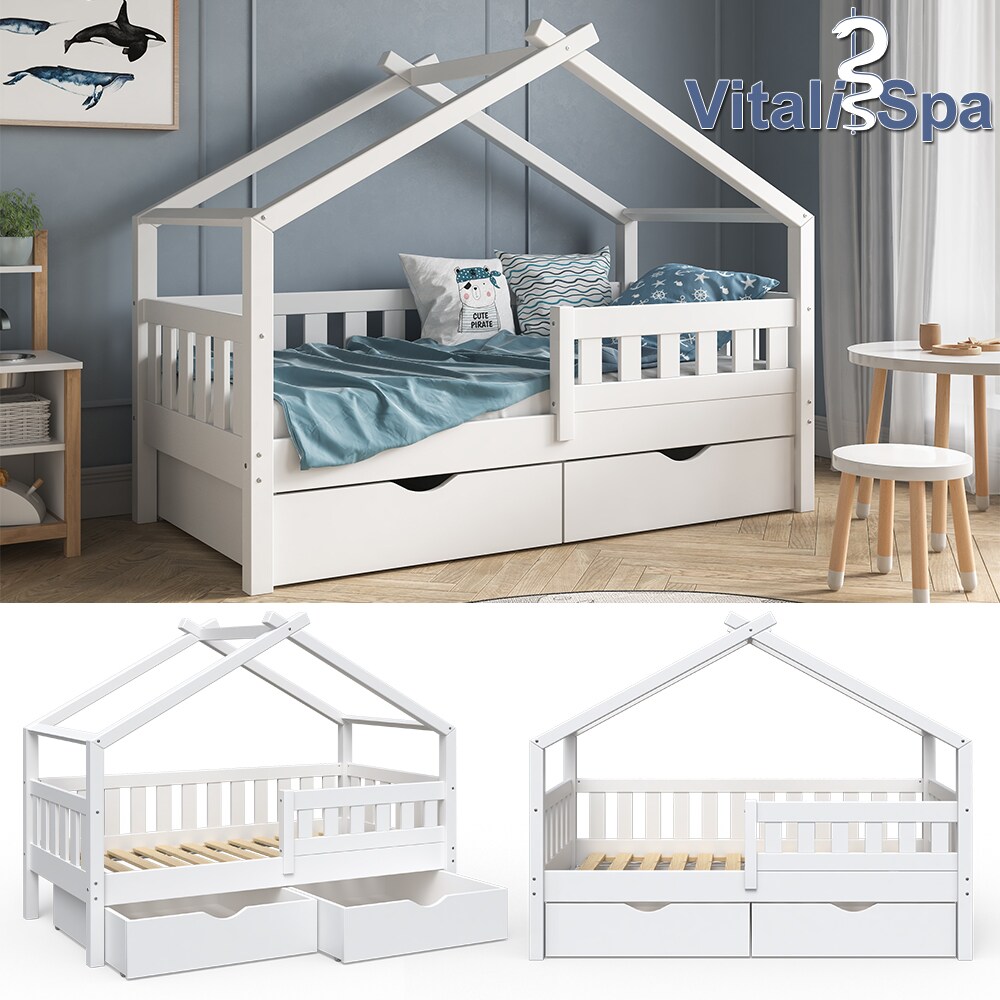 VitaliSpa Design Kinderbett 160x80 Babybett Jugendbett 2 Schubladen Lattenrost 