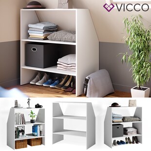 VICCO Dachschrägenregal Bücherregal Wandregal Standregal Regal Dachschräge Weiß 