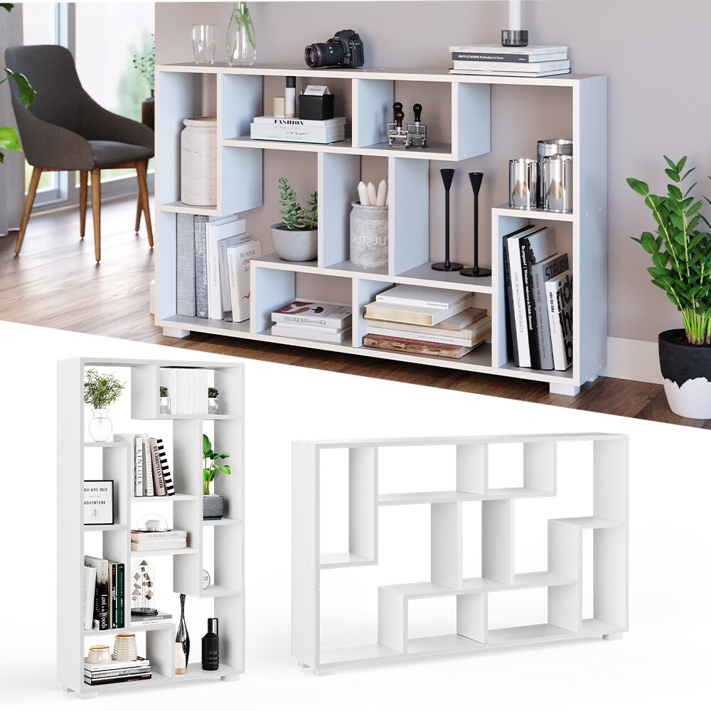 Vicco Raumteiler Domus 9 offene F&auml;cher wei&szlig; B&uuml;cherregal Standregal Aktenregal 