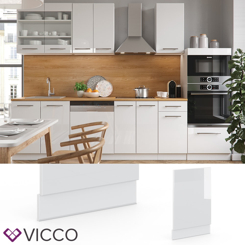 VICCO Geschirrsp&uuml;lerblende 45 cm Wei&szlig; K&uuml;chenzeile Unterschrank Fame 