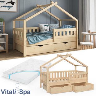 VitaliSpa Design Kinderbett 160x80 Babybett Jugendbett 2 Schubladen Lattenrost Matratze 