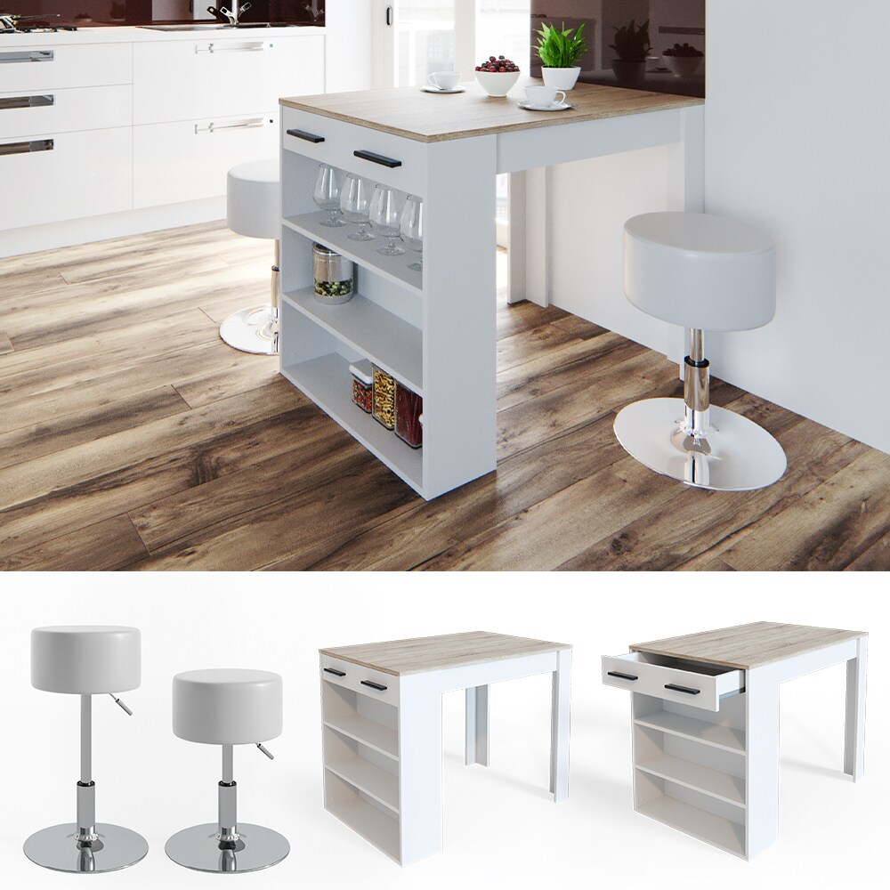 Vicco Bartisch Repose Stehtisch Loungetisch Tresentisch Tisch K&uuml;chentisch Regal mit Barhocker 