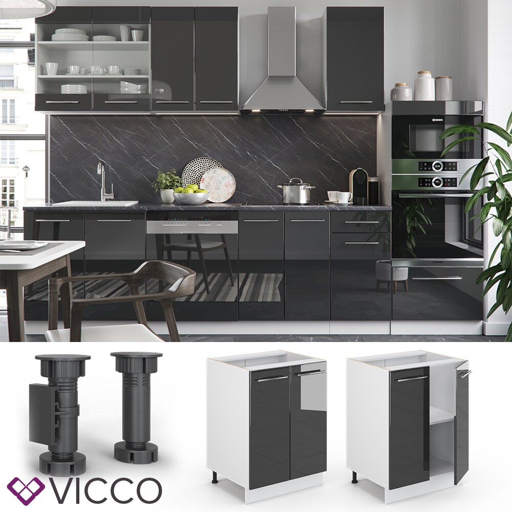 VICCO Unterschrank 60 cm Anthrazit K&uuml;chenzeile Unterschrank Fame 