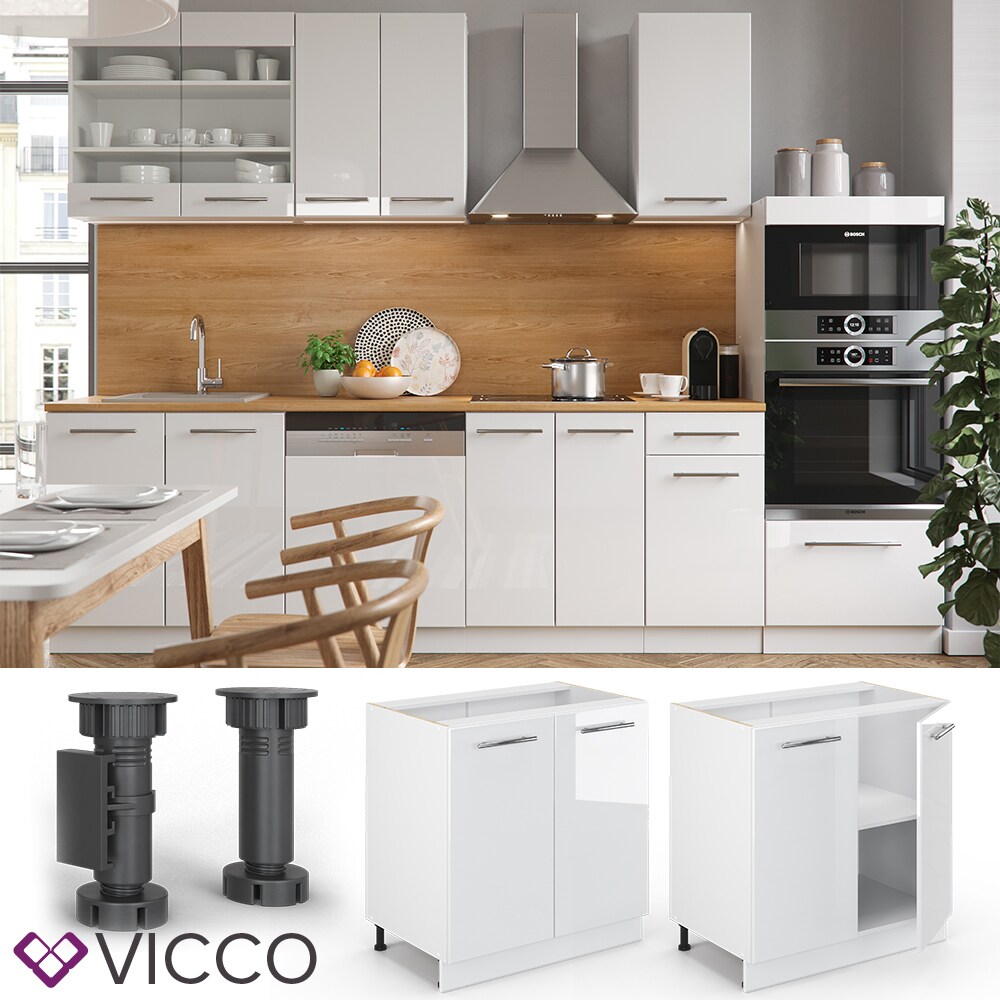 VICCO Unterschrank 80 cm Weiß Küchenzeile Unterschrank Fame