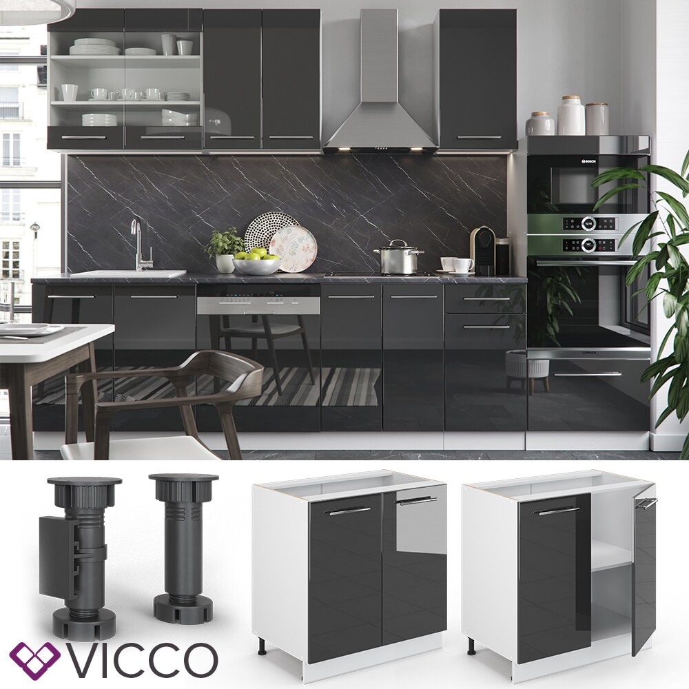 VICCO Unterschrank 80 cm Anthrazit K&uuml;chenzeile Unterschrank Fame 