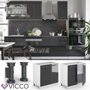 VICCO Unterschrank 80 cm Anthrazit Küchenzeile Unterschrank Fame 