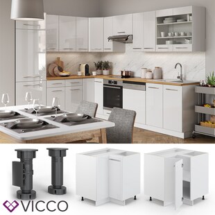 VICCO Eckunterschrank 87 cm Weiß Küchenzeile Unterschrank Fame 