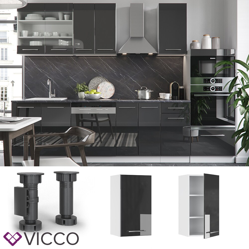 VICCO H&auml;ngeschrank 40 cm Anthrazit K&uuml;chenzeile Unterschrank Fame 