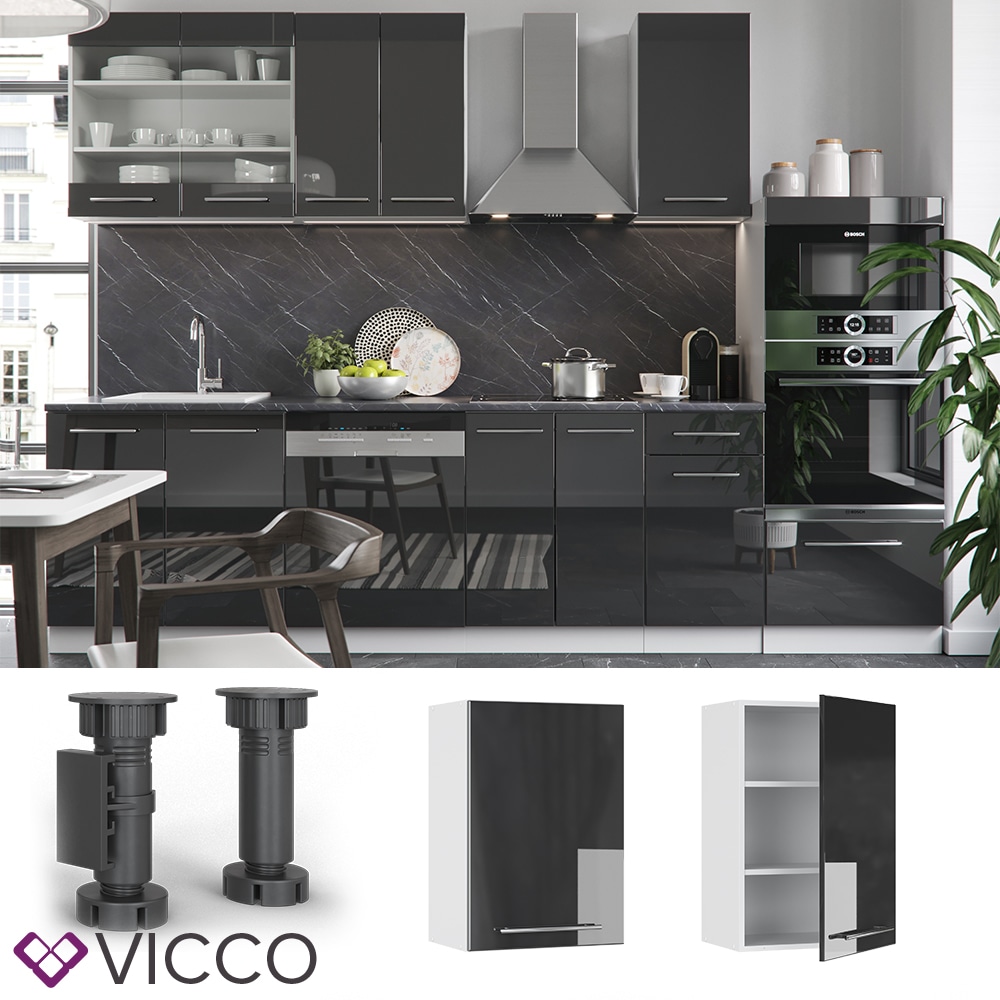 VICCO H&auml;ngeschrank 50 cm Anthrazit K&uuml;chenzeile Unterschrank Fame 