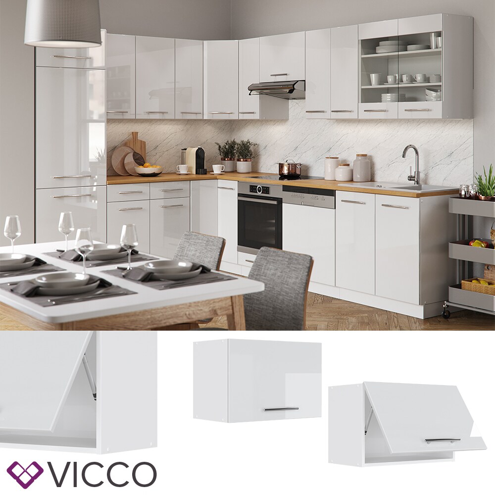 VICCO H&auml;ngeschrank 60 cm (flach) Wei&szlig; K&uuml;chenzeile Unterschrank Fame 
