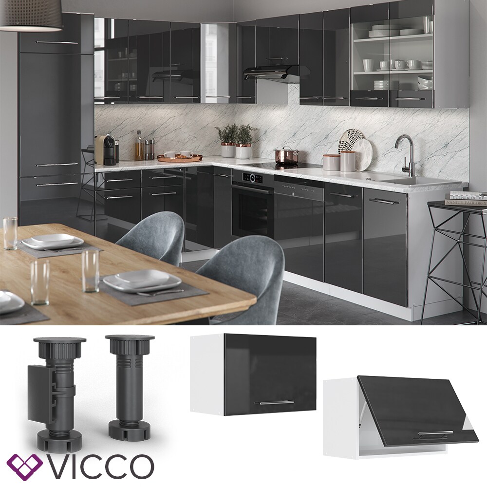 VICCO H&auml;ngeschrank 60 cm (flach) Anthrazit K&uuml;chenzeile Unterschrank Fame 