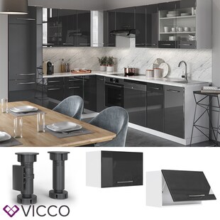 VICCO Hängeschrank 60 cm (flach) Anthrazit Küchenzeile Unterschrank Fame 