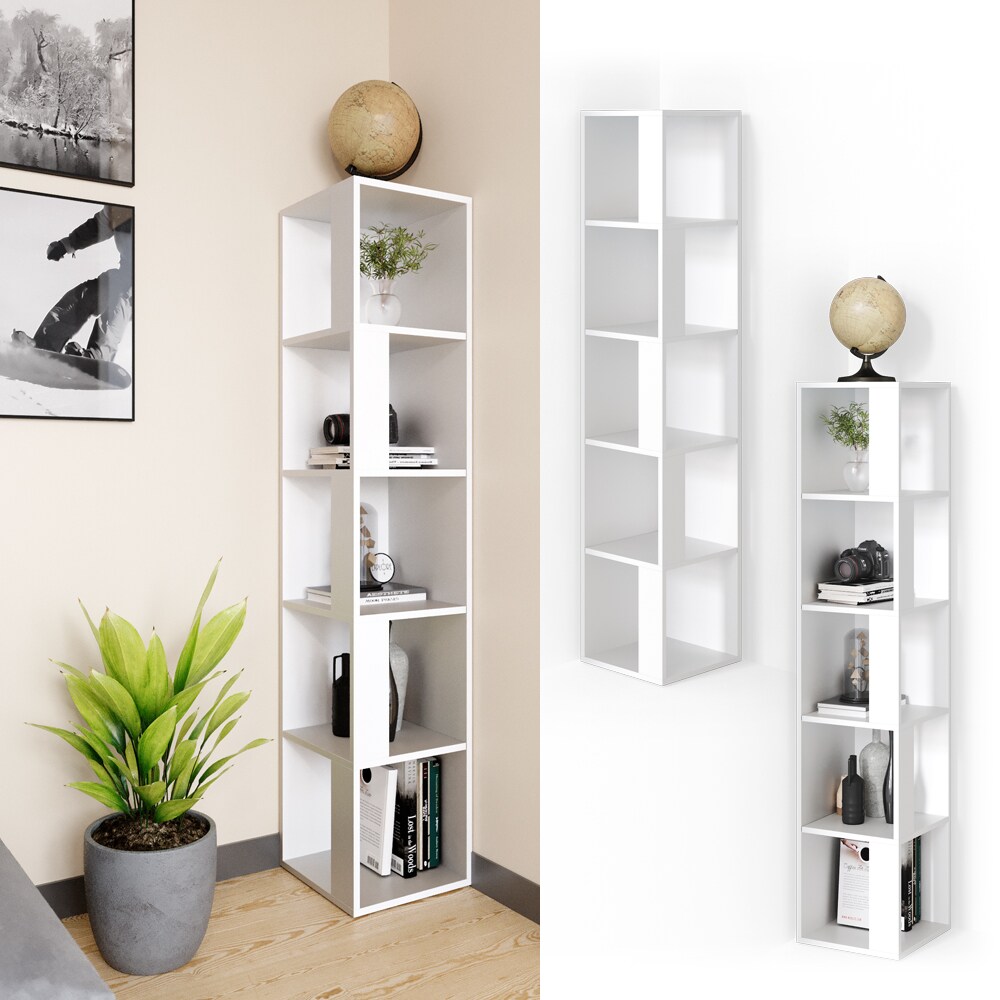 Vicco Eckregal Lio wei&szlig; Standregal B&uuml;cherregal Wandregal Raumteiler 5 Ebenen 