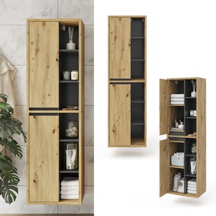 Vicco Badschrank Viola Eiche Hängeschrank Hochschrank 2 Türen Badmöbel Badregal 