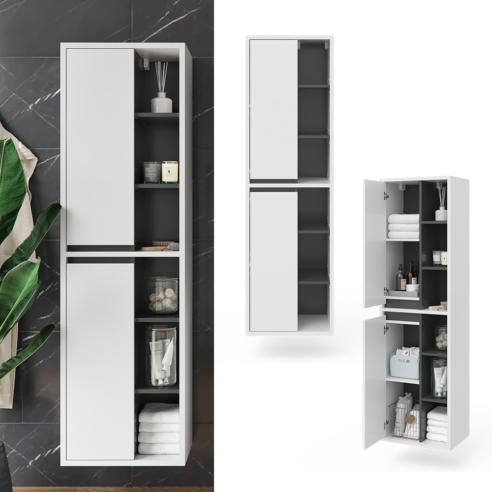 Vicco Badschrank Viola Wei&szlig; H&auml;ngeschrank Hochschrank 2 T&uuml;ren Badm&ouml;bel Badregal 