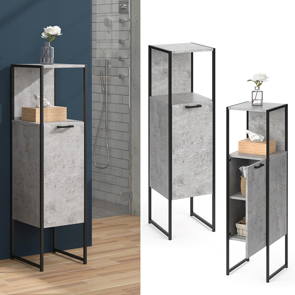 Vicco Badschrank Fyrk Beton Badezimmerschrank Midischrank Badregal 3 F&auml;cher 