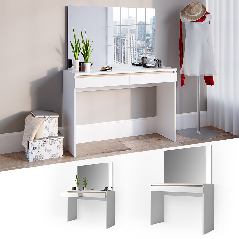 Schminktisch Emma Frisiertisch Frisierkommode Kommode Wei&szlig; Sonoma Vicco 