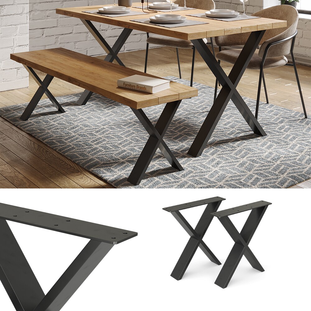 Vicco Loft Tischkufen X-Form 42cm Tischbeine Tischgestell Couchtisch M&ouml;belf&uuml;&szlig;e 