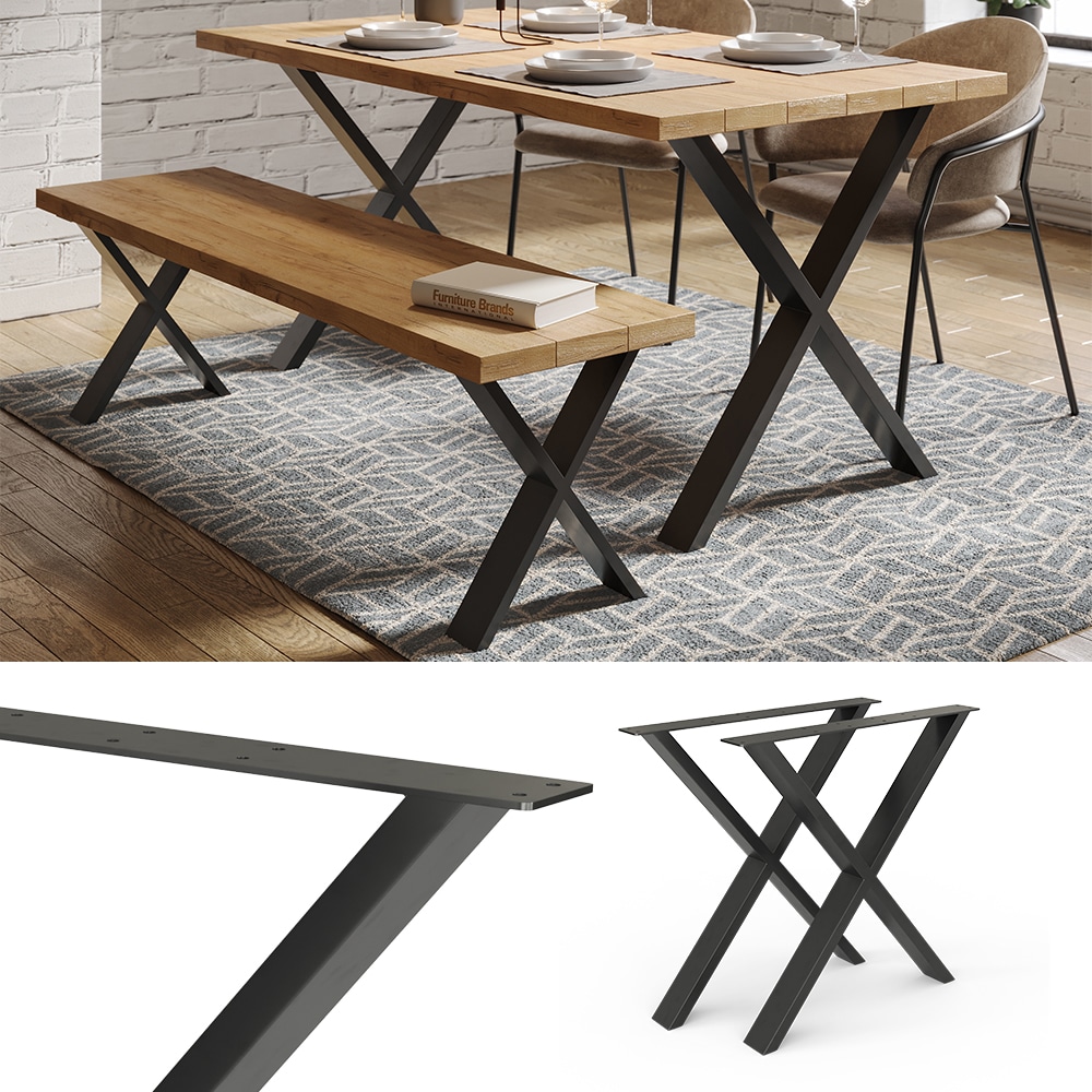 Vicco Loft Tischkufen X-Form 72cm Tischbeine DIY Tischgestell Esstisch M&ouml;belf&uuml;&szlig;e 