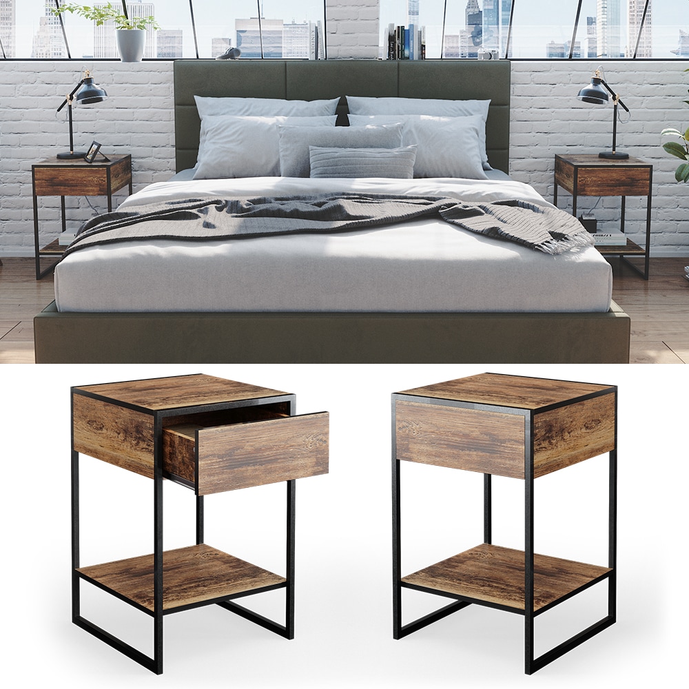 Vicco Nachttisch Nachtkommode Nachtschrank Fyrk 2er Set Boxspringbett Schublade 