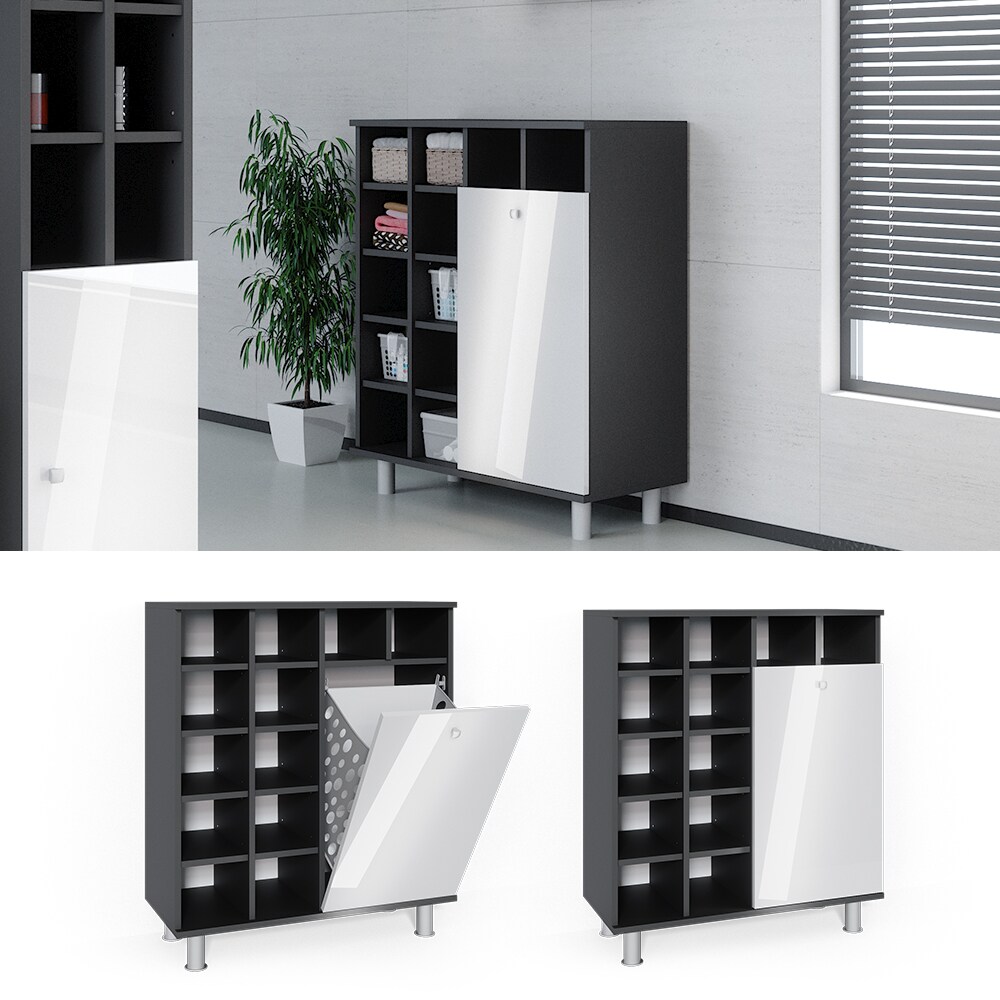 Vicco W&auml;scheschrank Fynn Badschrank mit W&auml;schekorb Badezimmerschrank Badm&ouml;bel 