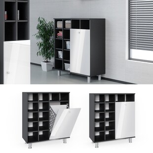 Vicco Wäscheschrank Fynn Badschrank mit Wäschekorb Badezimmerschrank Badmöbel 